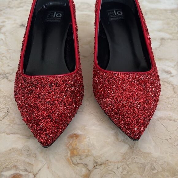 ISLO Isabella Loruso Red Sequinned Evening Pumps Heels - Picture 8 of 13